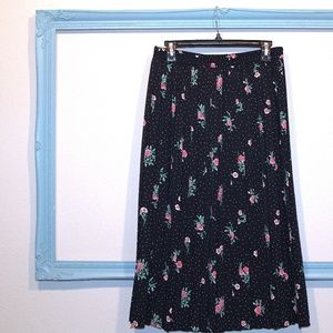 Vintage polka dot Alfred Dunner pleated midi skirt